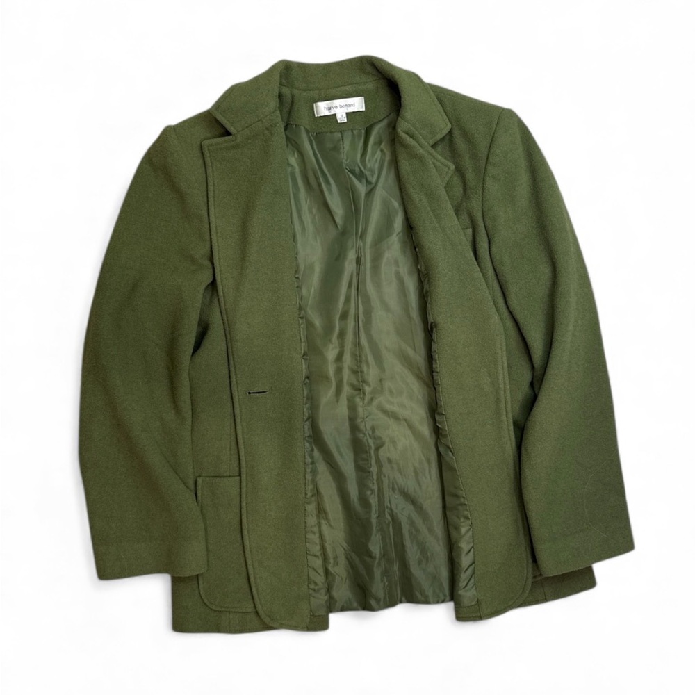 VTG Harve Bernard Women’s‎ Olive Blazer Coat Jacket Sz 12 Holiday Wool/Cashmere